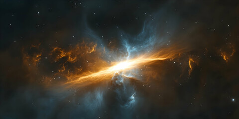 stunning cosmic nebula, vibrant orange and blue hues, celestial event, star formation, space explora