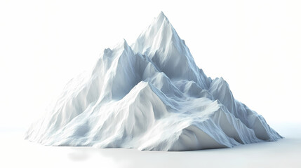 Wall Mural - Majestic snowcapped mountain peak crisp white against azure sky hyperrealistic 3d rendering isolated on pure white background. Sapphire Peak. Illustration