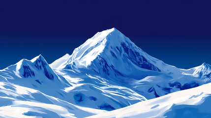 Wall Mural - Majestic snow-covered mountain peak against deep blue sky, snow, mountain, peak, majestic, winter, cold, sky, blue. Sapphire Peak. Illustration