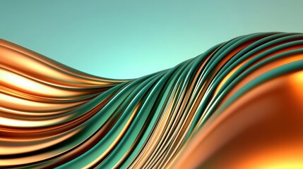 Wall Mural - curves and textures of green and gold waves blend seamlessly, creating an abstract composition that 