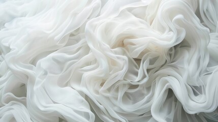 Poster - soft, flowing waves of white fabric create an elegant and calming atmosphere, perfect for artistic a