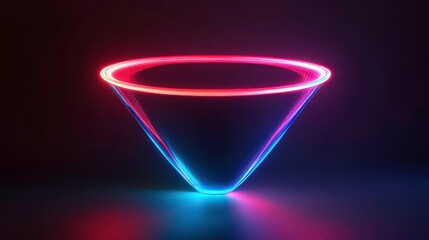 Wall Mural - a glowing funnel representing a digital sales and marketing concept, rendered in neon red, blue, and