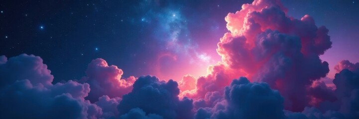 Wall Mural - Iridescent nebula clouds glowing softly in darkness, cosmos, nebulae