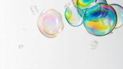 Wall Mural - floating bubbles on white background. modern abstract background, overlay or design element.