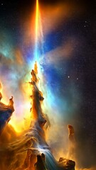 Wall Mural - Cosmic pillars of creation illuminate the depths of space in vibrant colors and stunning detail