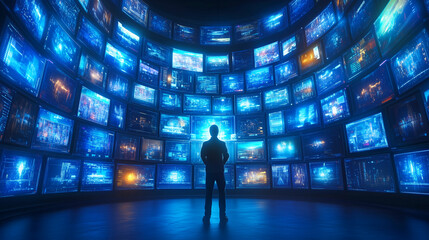 Wall Mural - exploring a futuristic display of digital screens
