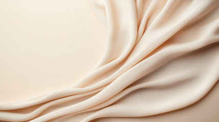 Aufkleber - Soft and warm cream colored fabric draped elegantly on light background, creating serene and inviting atmosphere. Ideal for textile and design projects