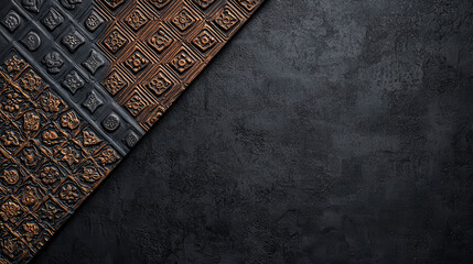 Poster - Textured black and grey background with intricate patterns, creating sophisticated and elegant atmosphere. Perfect for design projects or artistic presentations
