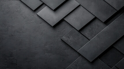Poster - Textured black and grey background with layered geometric shapes, creating modern and sophisticated look. Ideal for design projects and backgrounds