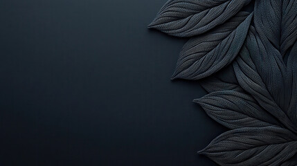 Aufkleber - Textured black leaves on dark background create serene and elegant atmosphere. This design is perfect for nature themed projects or backgrounds