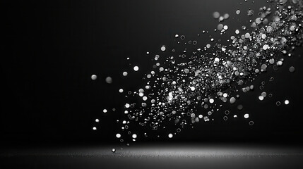Leinwandbilder - soft blurred pattern of shimmering particles on black background creates mesmerizing visual effect, evoking sense of elegance and depth