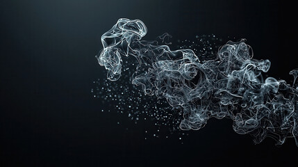 Poster - soft blurred pattern of smoke on black background creates ethereal atmosphere, evoking sense of mystery and calm. delicate wisps and particles enhance visual appeal