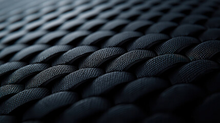 Leinwandbilder - Textured black surface with woven geometric patterns, creating modern and sophisticated look. intricate design adds depth and visual interest to any setting