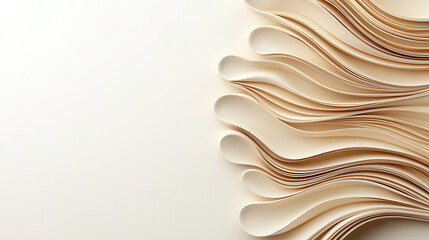 Poster - Flowing patterns of light colored paper create serene and elegant design. soft curves and smooth texture evoke sense of calm and creativity