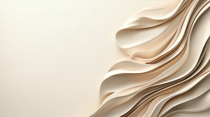 Poster - Elegant cream background with flowing light patterns, creating serene and calming atmosphere. soft curves add depth and texture, perfect for various design projects