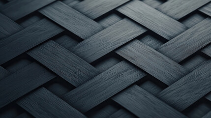 Poster - Woven texture in dark black and grey tones, showcasing intricate patterns and depth. This abstract design adds modern touch to any space