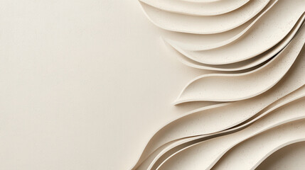 Poster - Minimalist cream background with elegant wavy patterns, perfect for modern design projects. soft texture adds touch of sophistication and warmth