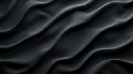 Poster - Smooth black fabric with intricate waves and folds creates dramatic texture. subtle sheen adds depth, making it ideal for backgrounds or artistic projects