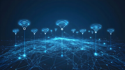 Global network connection, digital landscape, IoT concept