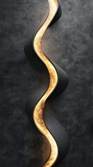 Wall Mural - elegant abstract graphic design with a fluid dynamic curve in a gold metallic effect creating a mode