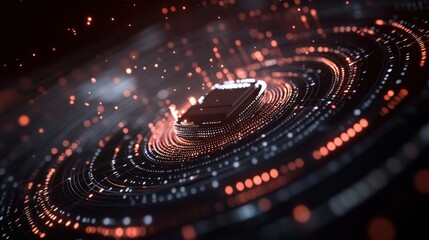 Fototapete - Abstract Digital Circuit Design with Glowing Particles and Complex Patterns Illustrating Modern Technology and Data Processing Concepts in a Futuristic Setting