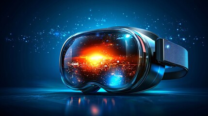 Wall Mural - futuristic virtual reality headset digital metaverse sci fi goggles cyberpunk technology