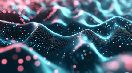 Abstract data wave, glowing particles, digital background, tech concept