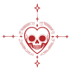 Canvas Print - Skull heart elements symbol design vector