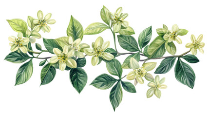 Watercolor flower of tropical spring floral white on transparent background