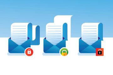Wall Mural - mail notification set collection with checklist warning and lock icon for web element vector illustr
