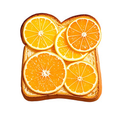 Wall Mural - Toast, orange slices, juicy citrus