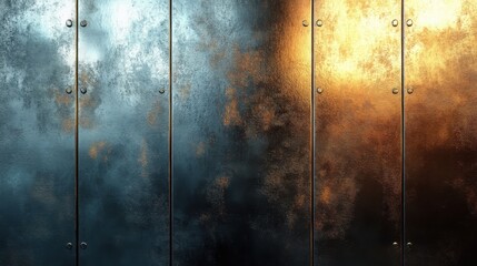 Naklejka na meble Rustic Metal Texture Background Weathered Steel and Bronze Panels with Rivets