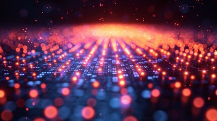 Wall Mural - abstract red and blue light orbs on a dark background. ai generative. .