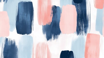 Canvas Print - Abstract Watercolor Brushstrokes in Pink, Blue, and White