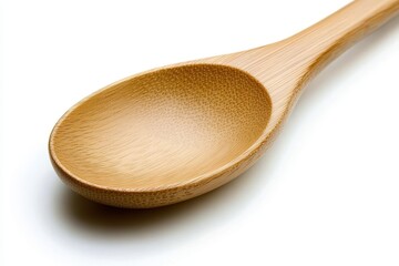 Plain Wooden Spoon on White Background