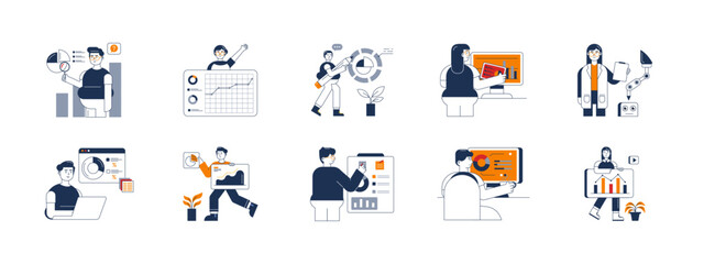Analysis set illustration. Modern flat design illustration. Flat vector illustration.