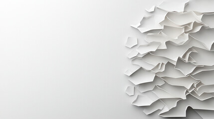 Poster - Abstract composition featuring overlapping white paper textures, creating dynamic visual effect. design evokes sense of depth and movement, perfect for modern aesthetics