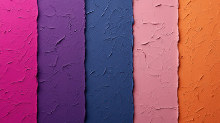 Aufkleber - Textured wall panels in vibrant colors pink, purple, blue, peach, and orange. rich hues create lively and artistic atmosphere, perfect for modern decor