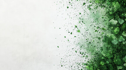 Poster - Soft green watercolor style background with textured splashes and gradients, creating calming and artistic atmosphere. Perfect for various design projects