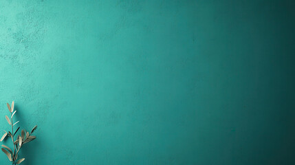 Poster - soft, high resolution pastel background featuring teal wall with delicate plant in corner, creating serene and calming atmosphere