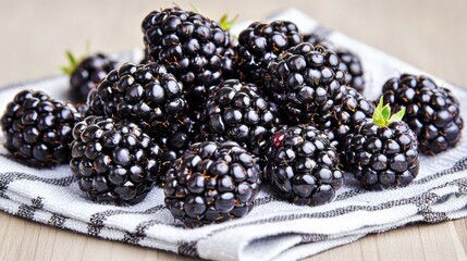 Wall Mural - Juicy Blackberries on Rustic Table