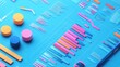 © ZpongXED - A vibrant, abstract representation of data visualizations featuring colorful charts and graphs on a blue background.