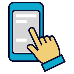 Canvas Print - Phone and hand icon with colorful design 
