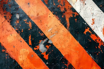 Wall Mural - A close up of an orange and black striped sign