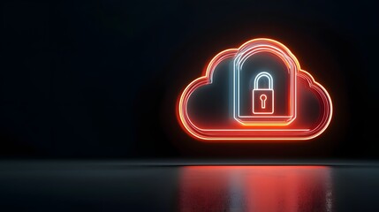 Secure Cloud Solutions Safeguarding Digital Data with Glowing Lock and Orbital Data Flows 3D of Cyber Safety and Protection for Cloud Computing Platforms and Services