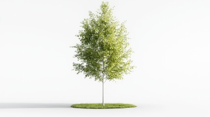 Young birch tree on white background, isolated, landscaping design