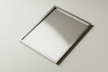 Upward angled modern platinum 3D frame on textured matte gradient.