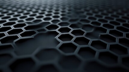 Close-up of a dark, geometric, metallic mesh material, use for backgrounds