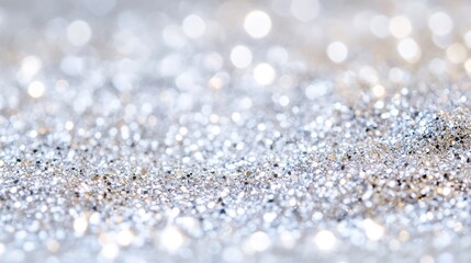 Wall Mural - Silver glitter bokeh background, festive sparkle