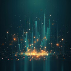 Wall Mural - digital cityscape at night. ai.